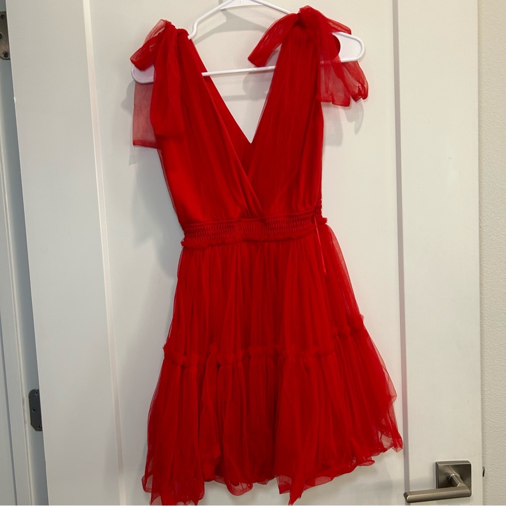 Elegant Red V-Neck Dress